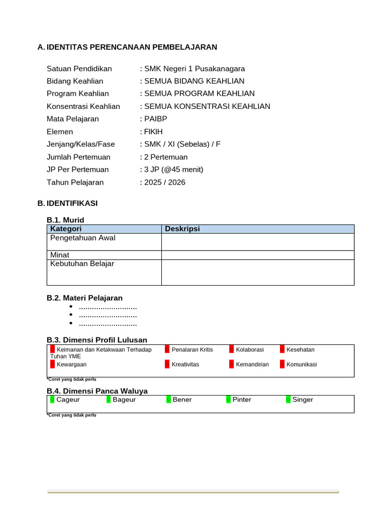 Format Pp Paibp Xii | PDF