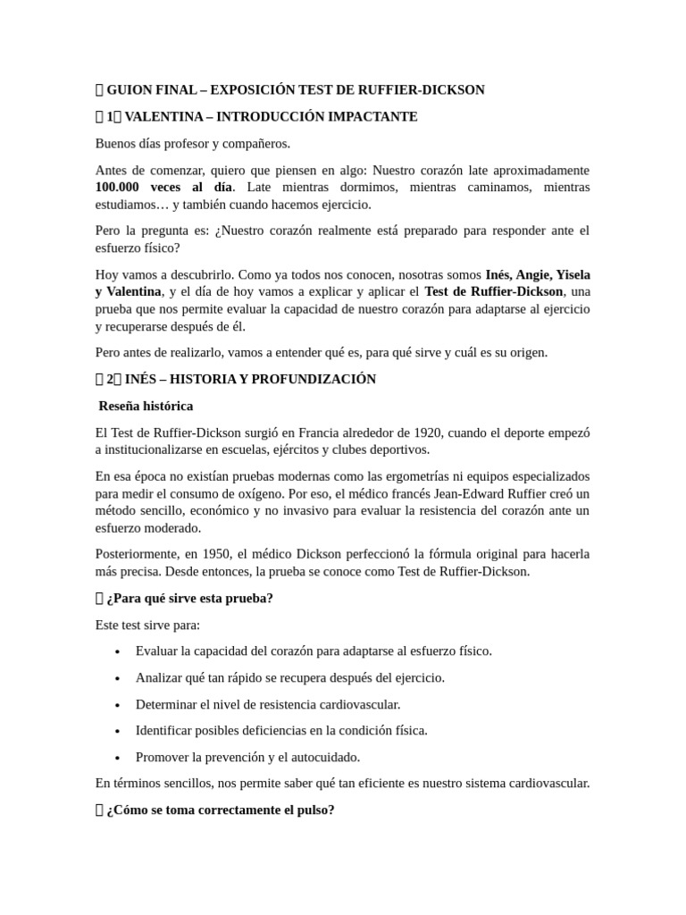 Test de Ruffier y Dickson | PDF | Legumbres