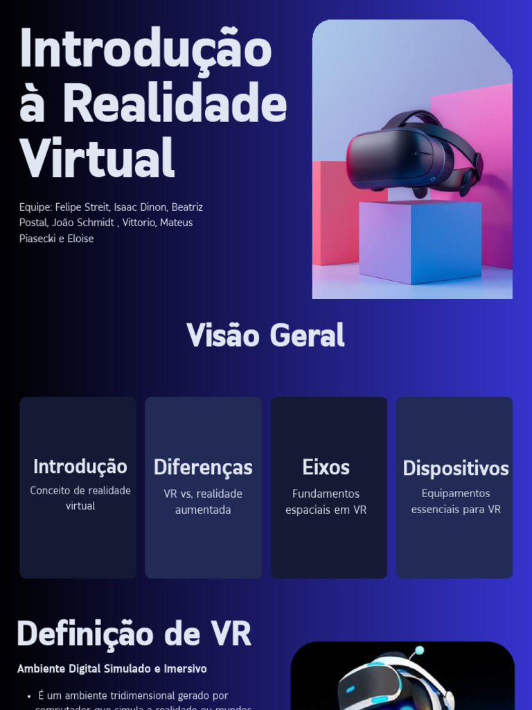 Apresentação - Introdução À Realidade Virtual | PDF | Realidade virtual ...