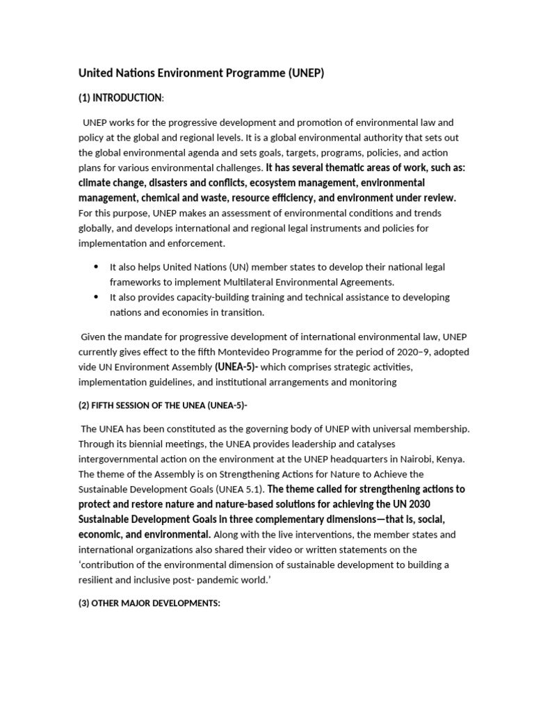United Nations Environment Programme (UNEP)_1 | PDF | United Nations ...