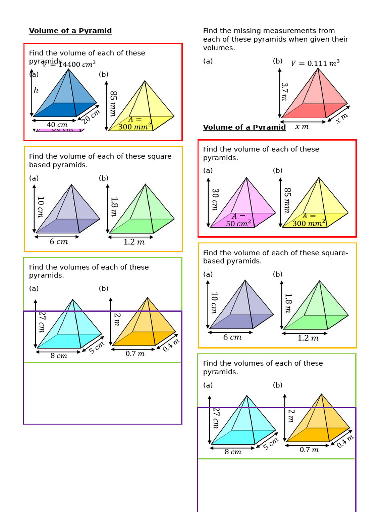 Volume of a Pyramid Practice _ Worksheet | PDF