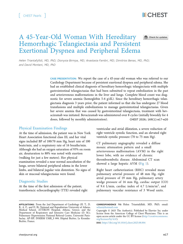 A 45 Year Old Woman With Hereditary Hemorrhagic Te | PDF | Medical ...