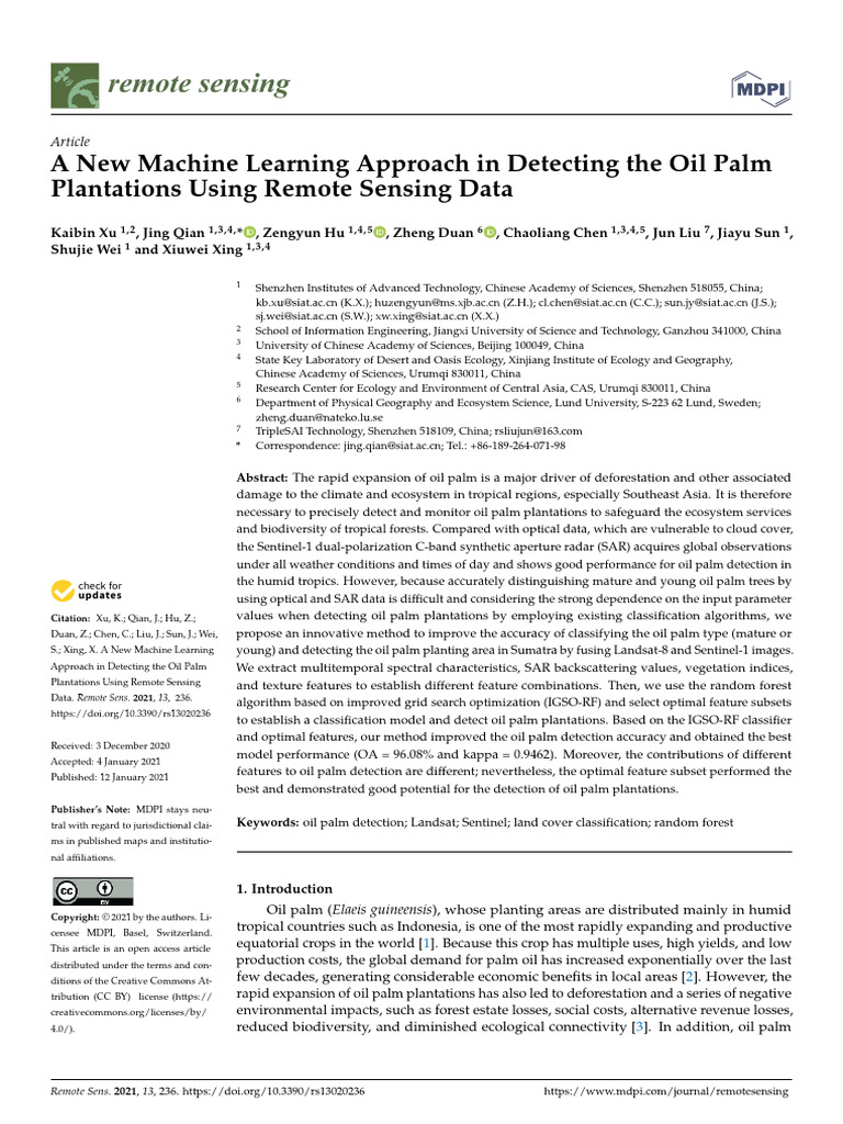 A New Machine Learning Approach in Detecting the Oil Palm 3hz7jvjzlf ...