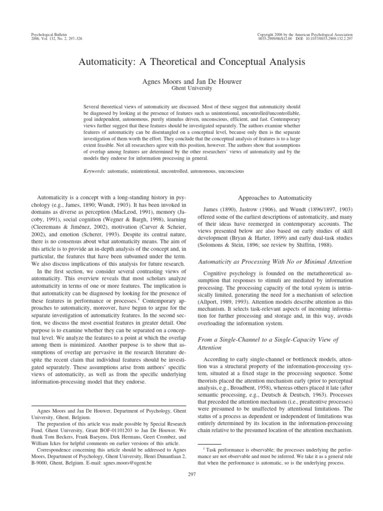 Automaticity- A Theoretical and Conceptual Analysis | PDF | Attention ...