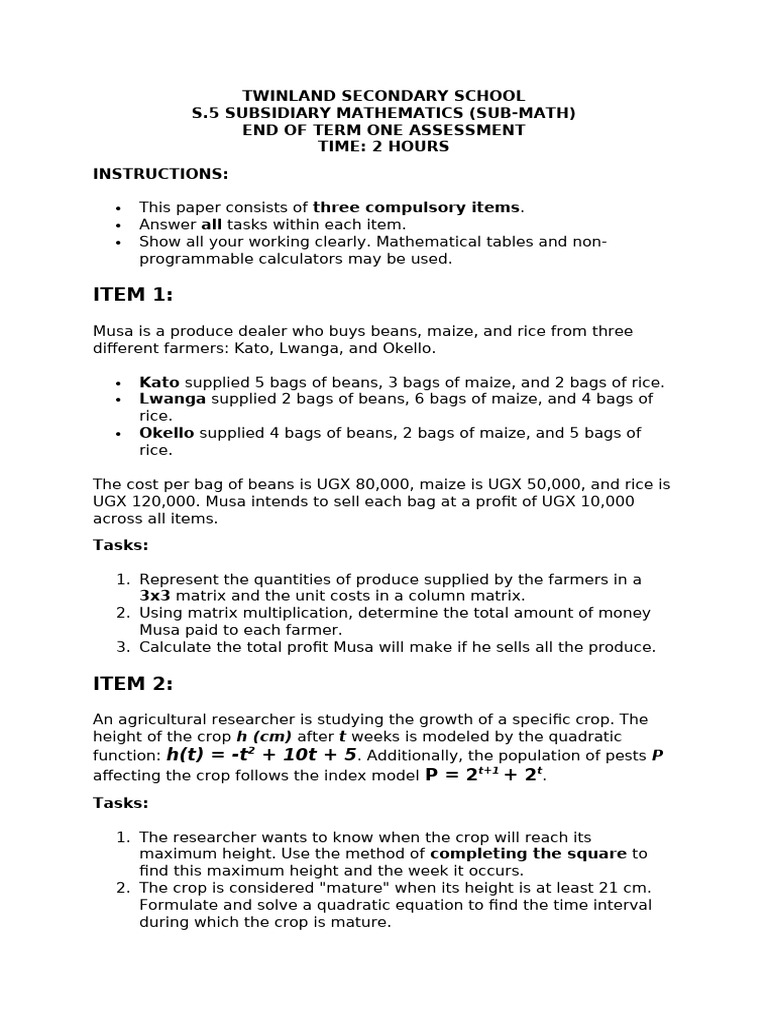 SUB MATH | PDF | Mathematics