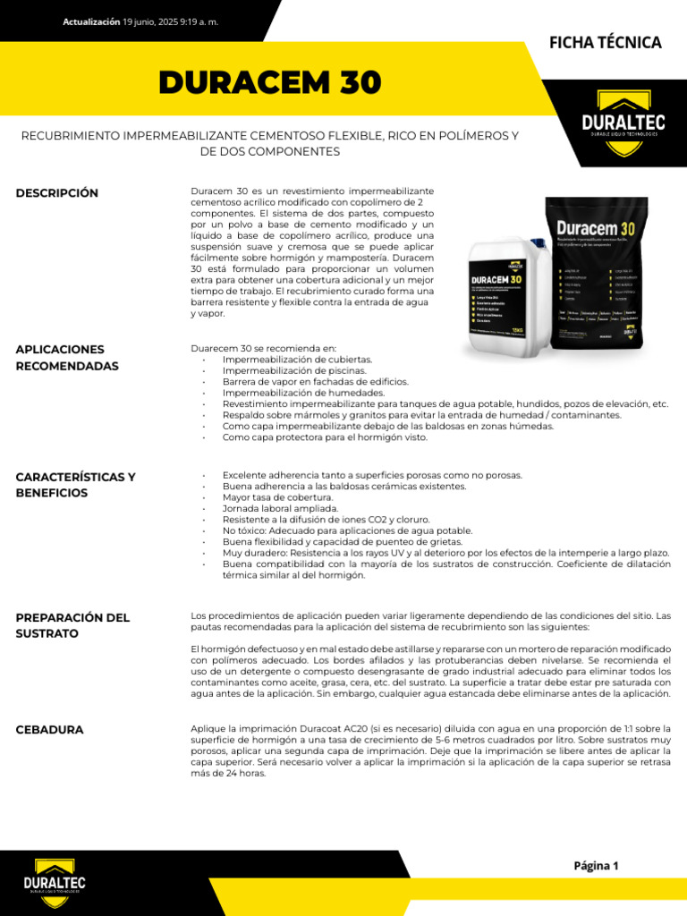 Duracem 30 | PDF | Hormigón | Agua