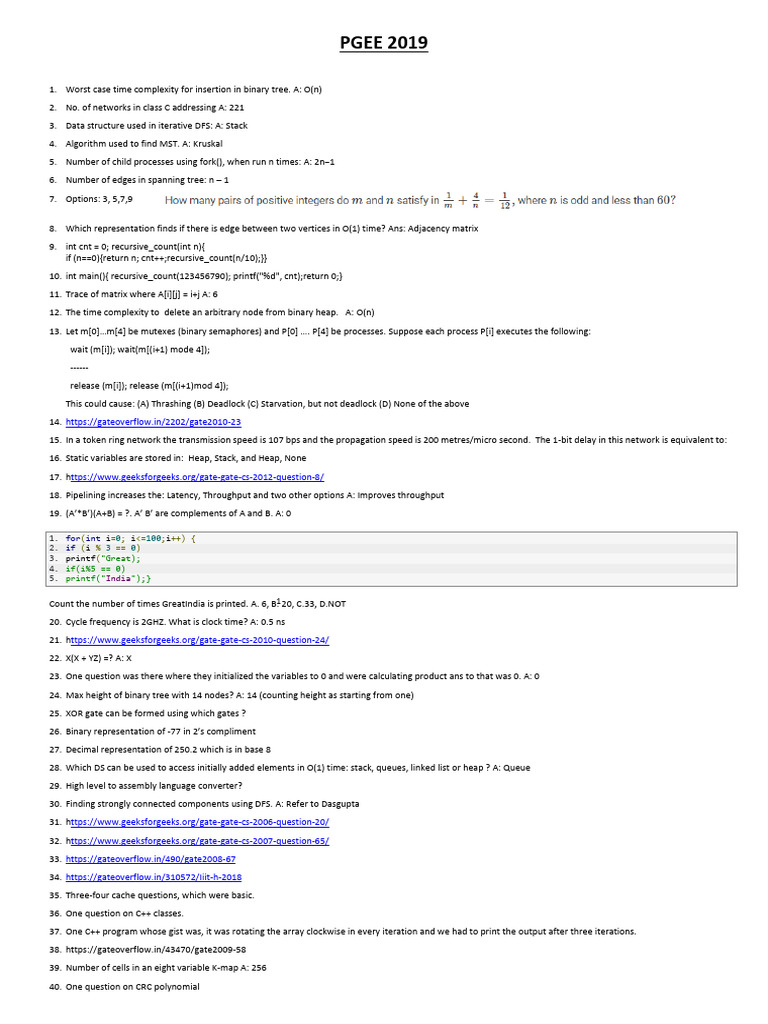 IIITH PGEE 2019 | PDF | Theoretical Computer Science | Algorithms And ...