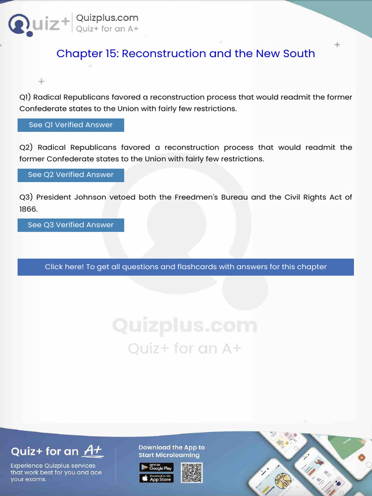 Radical Republicans Favored a Reconstruction Process That Would Readmit ...