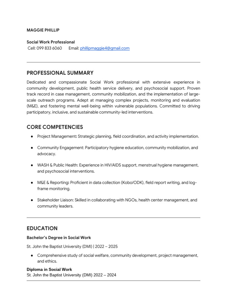 CV Update for Project Officer Application (1) | PDF | Social Work
