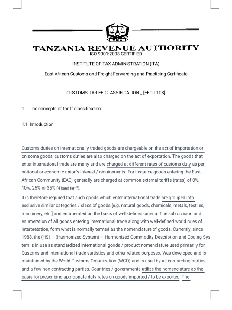 Converted_customs Tariff Classification | PDF | Customs