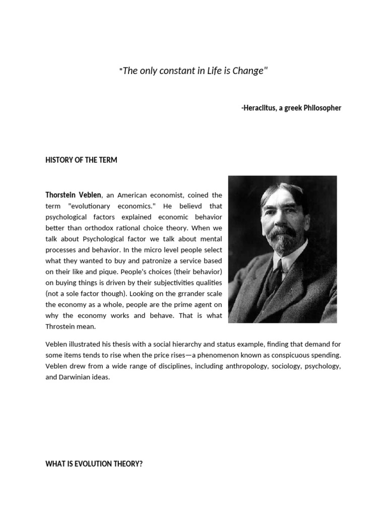 Evolution theory Narrative report | PDF | Economics | Thorstein Veblen