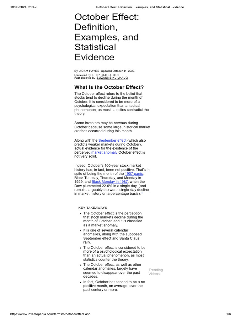 October Effect_ Definition, Examples, and Statistical Evidence | PDF ...