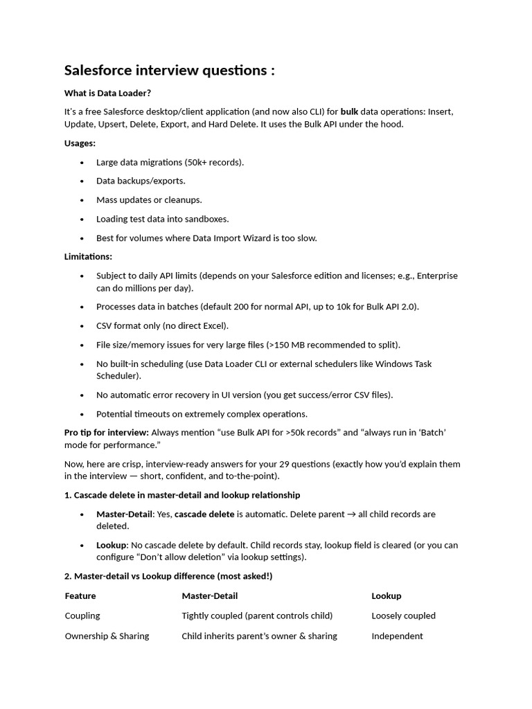 Salesforce Interview Questions | PDF | Databases | Hierarchy