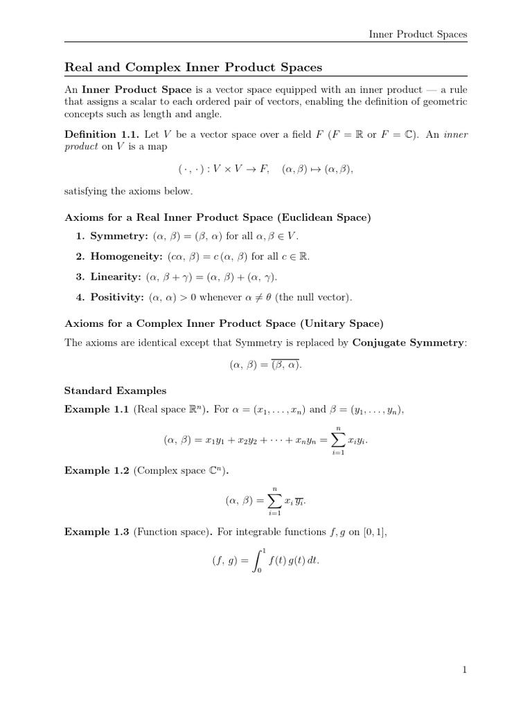 Inner Product Space | PDF | Vector Space | Norm (Mathematics)
