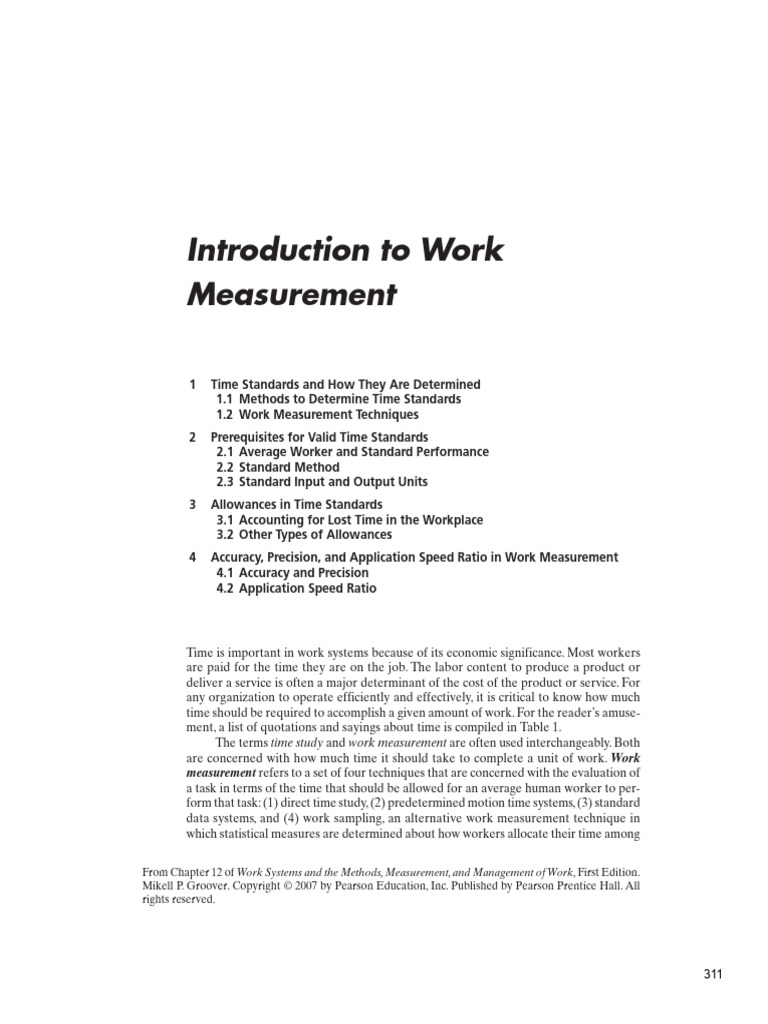 Introduction to Work Measurement | PDF | Accuracy And Precision ...