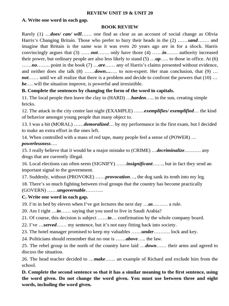 Destination c1 Unit 19 _ 20 Review | PDF