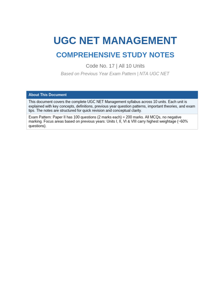 UGC NET Management Notes | PDF | Capital Asset Pricing Model ...