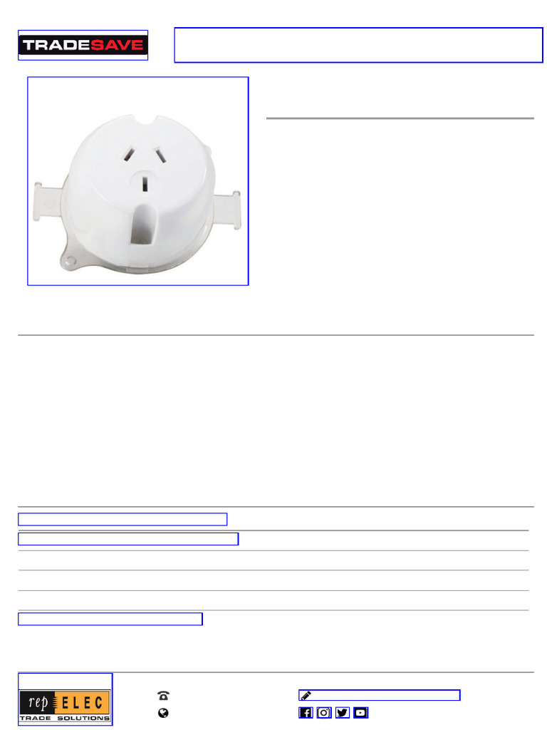 Tradesave Plug Base Socket | PDF