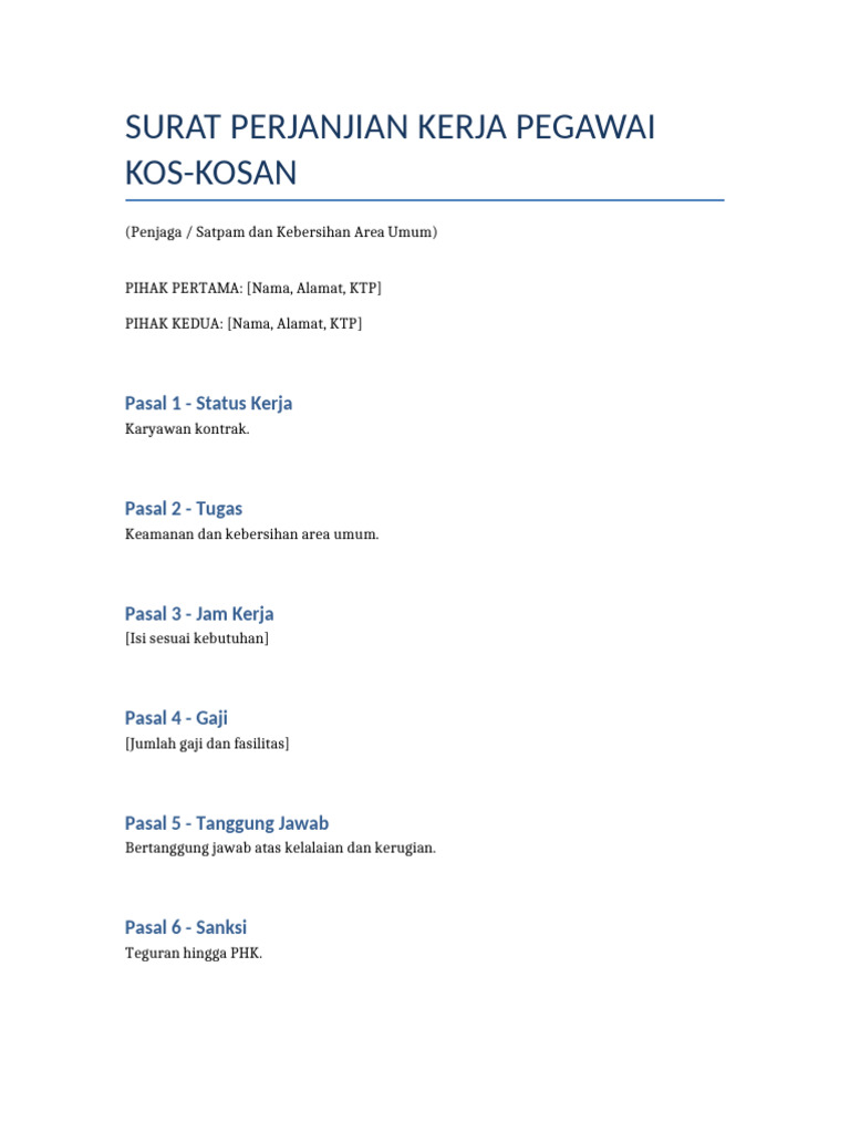 Perjanjian Kos | PDF