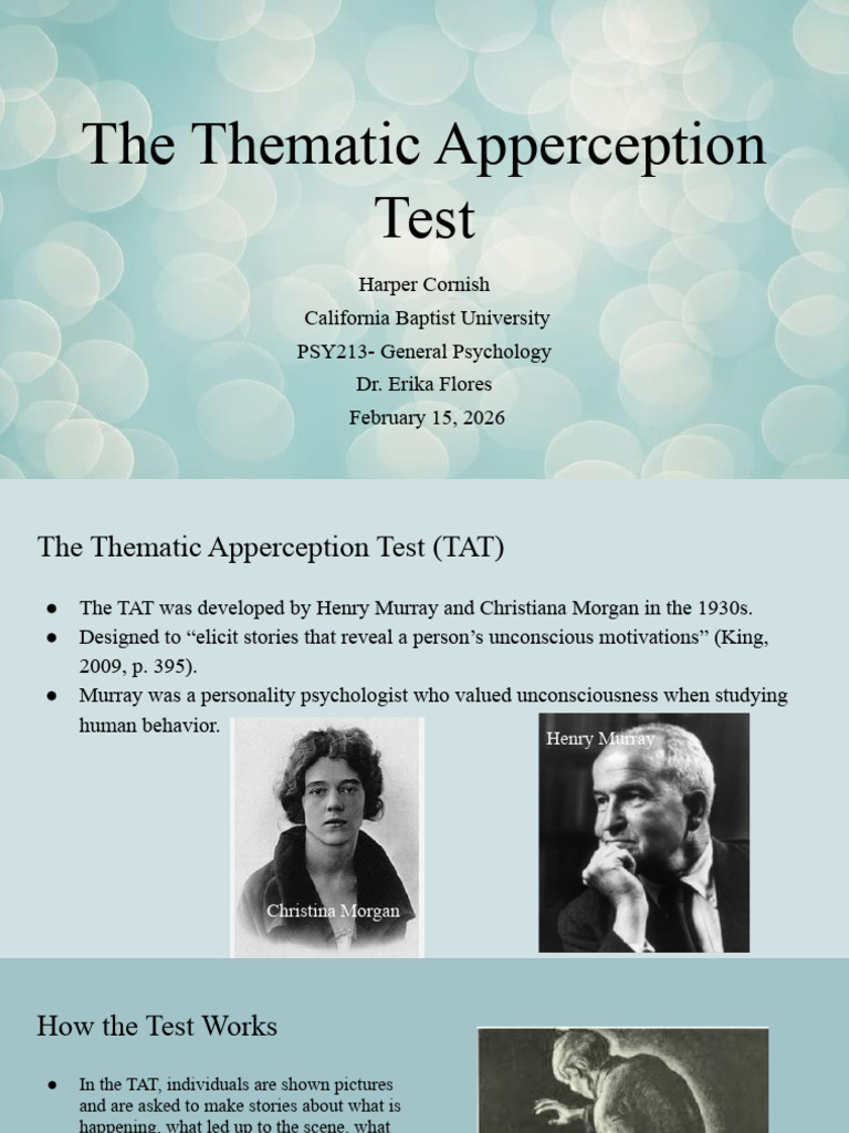 The Thematic Apperception Test | PDF | Cognitive Science | Cognition