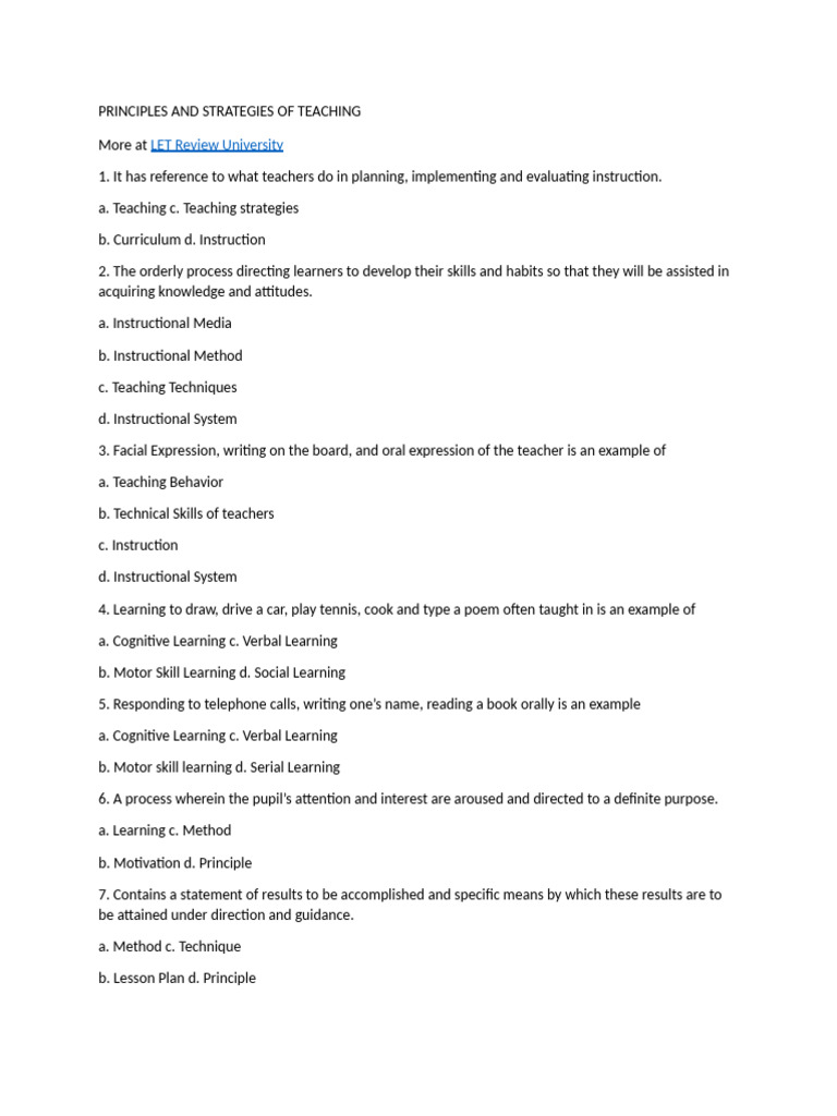 Principles and Strategies of Teaching | PDF | Methodology | Learning