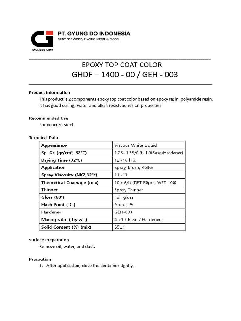 TDS-Gyungdo-GHDF 1400 Top Coat Color | PDF