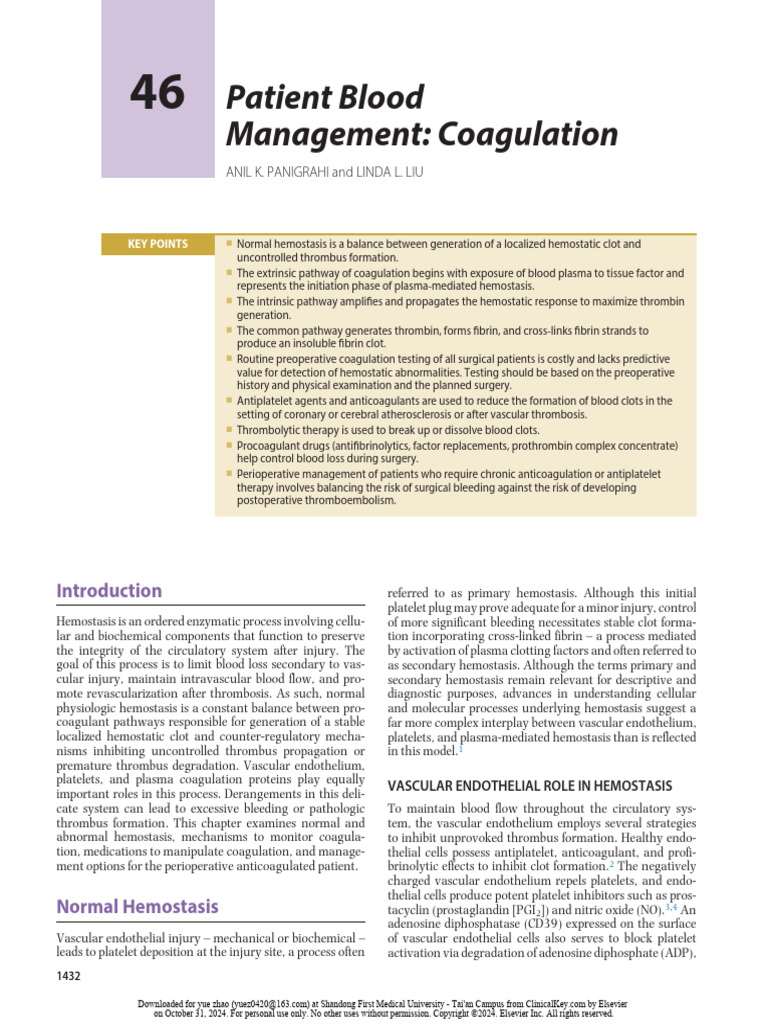 46 Patient Blood Management Coagulation | PDF | Coagulation | Platelet