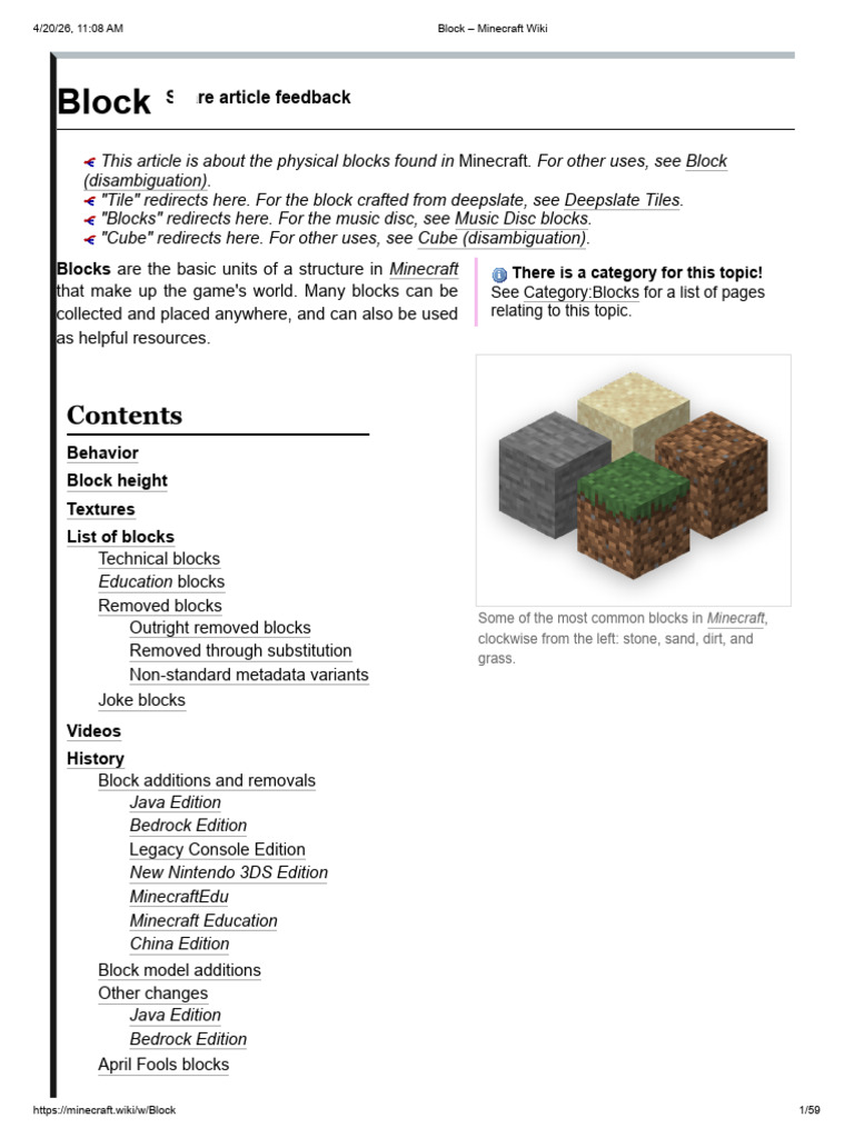 Block – Minecraft Wiki | PDF | Texture Mapping | Brick