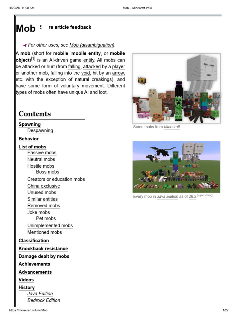Mob - Minecraft Wiki | PDF | Minecraft