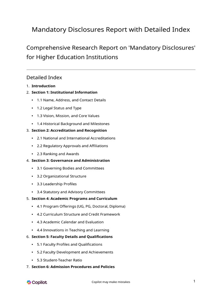 research-Mandatory Disclosures Report with Detailed Index | PDF | Audit ...