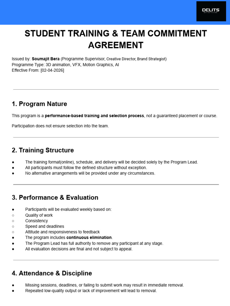 Student Training & Team Commitment Agreement (4) | PDF