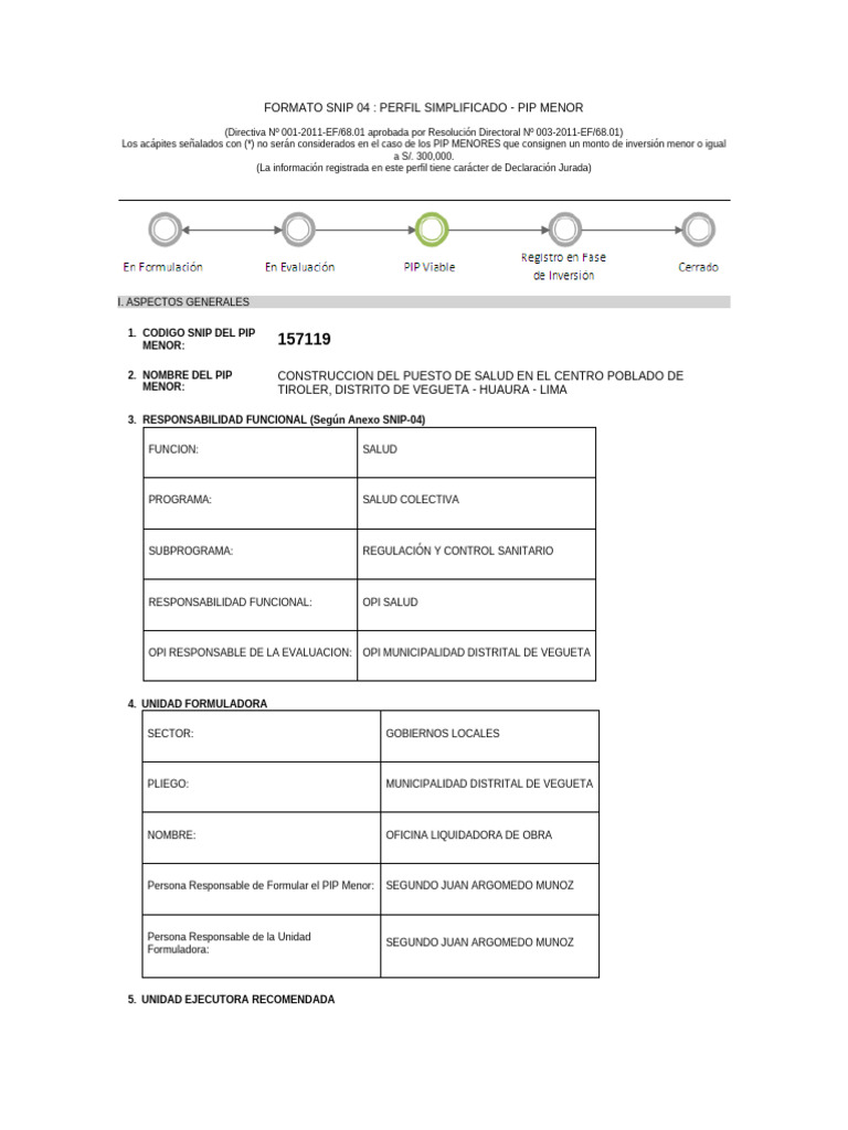 Formato Snip 04 | PDF | Oferta (economía) | Hormigón