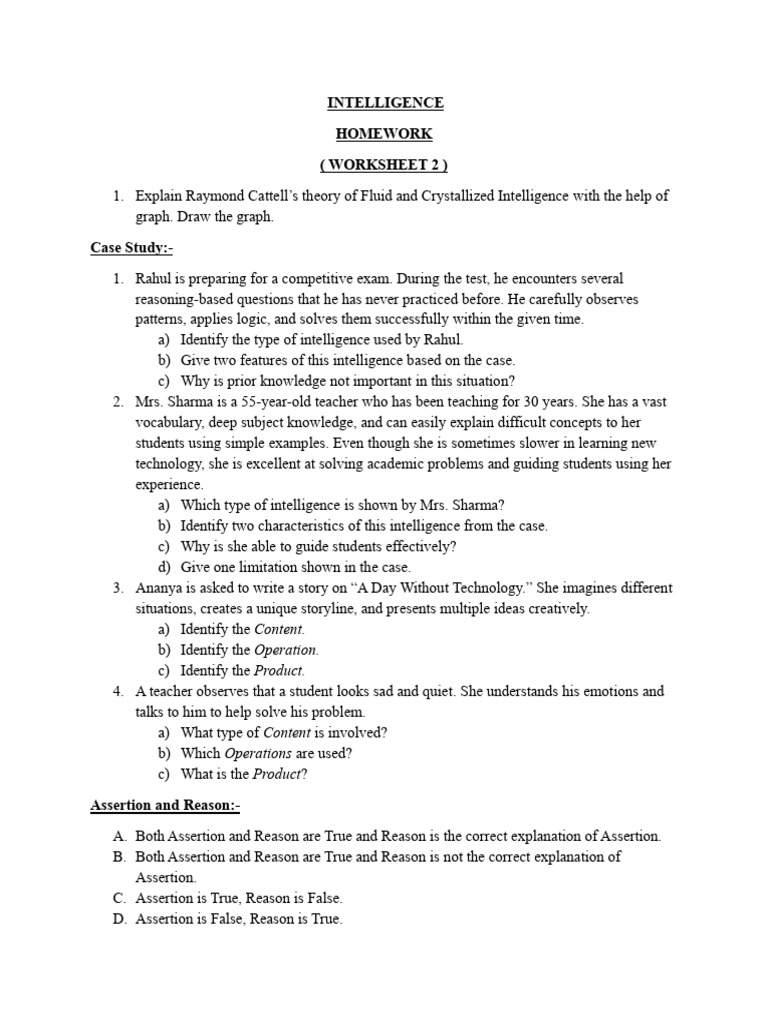 Intelligence ( Worksheet 2 ) | PDF | Intelligence | Reason