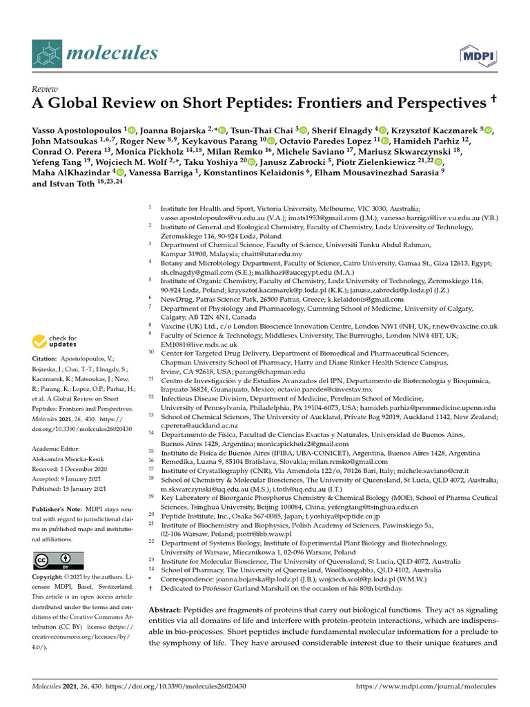 Short Peptides | PDF | Proteins | Amino Acid
