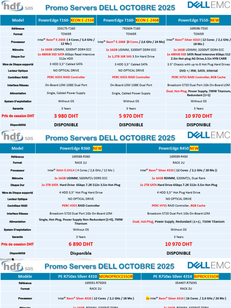Promo Server Dell Octobre 2025 - SDT | PDF | Architecture (Informatique ...