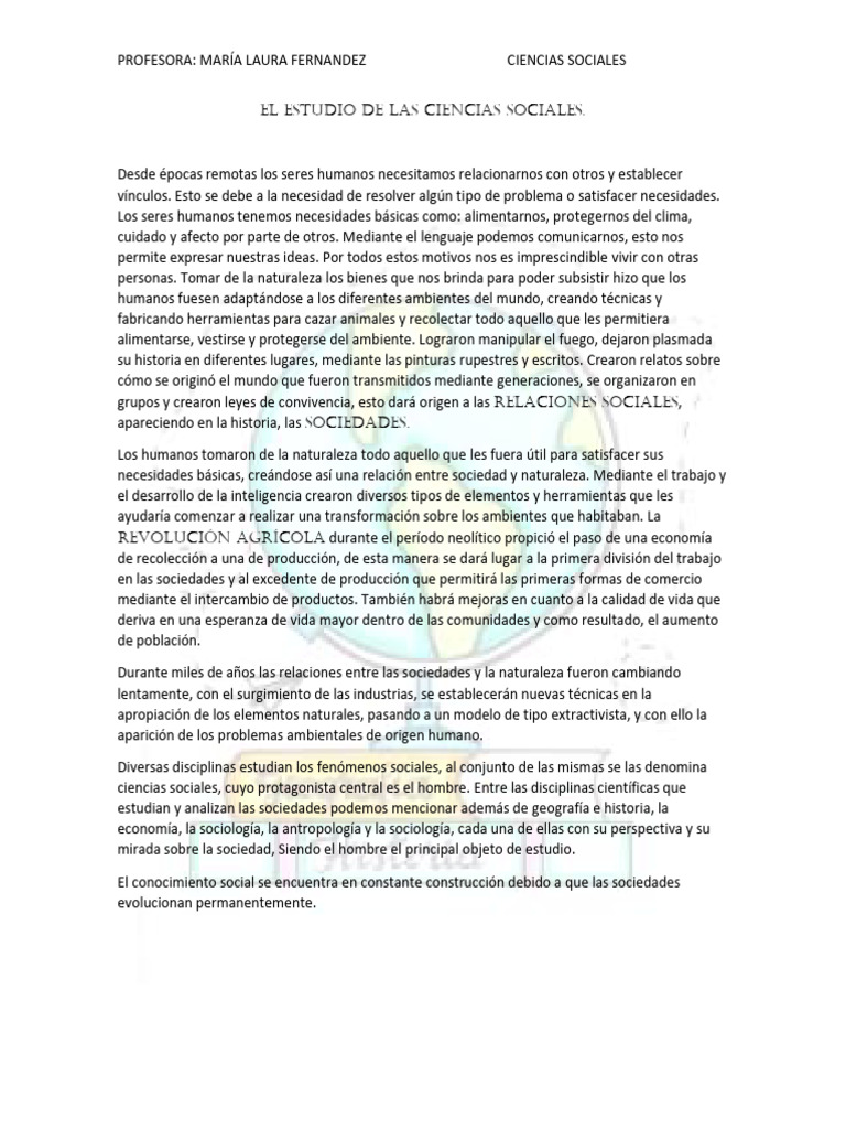 El Estudio de Las Ciencias Sociales | PDF | Sociedad | Ciencias Sociales