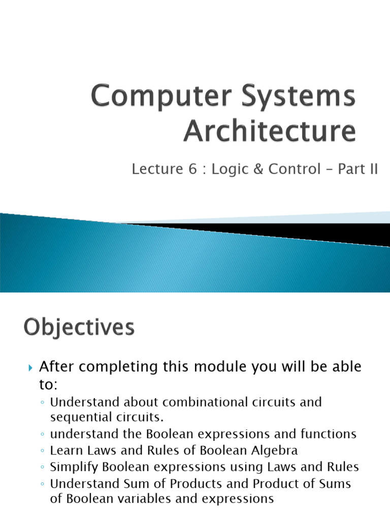 Lecture 06 Logic Control Part II | PDF | Boolean Algebra | Teaching ...