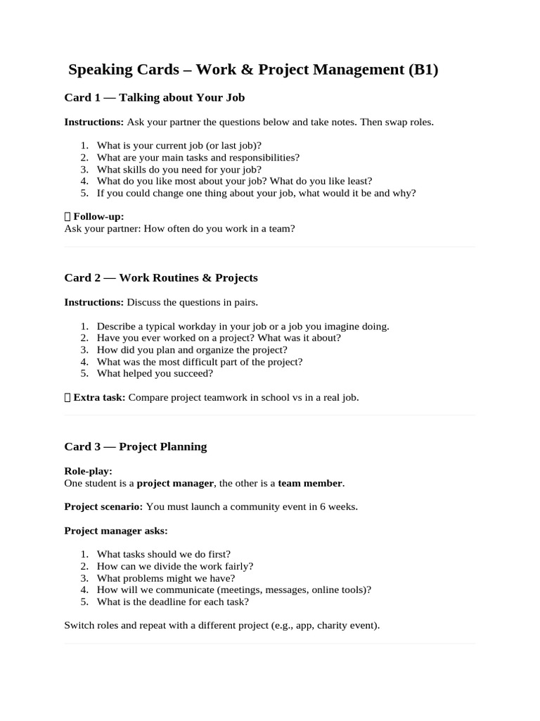 Project Management B1 | PDF | Cognition | Human Communication