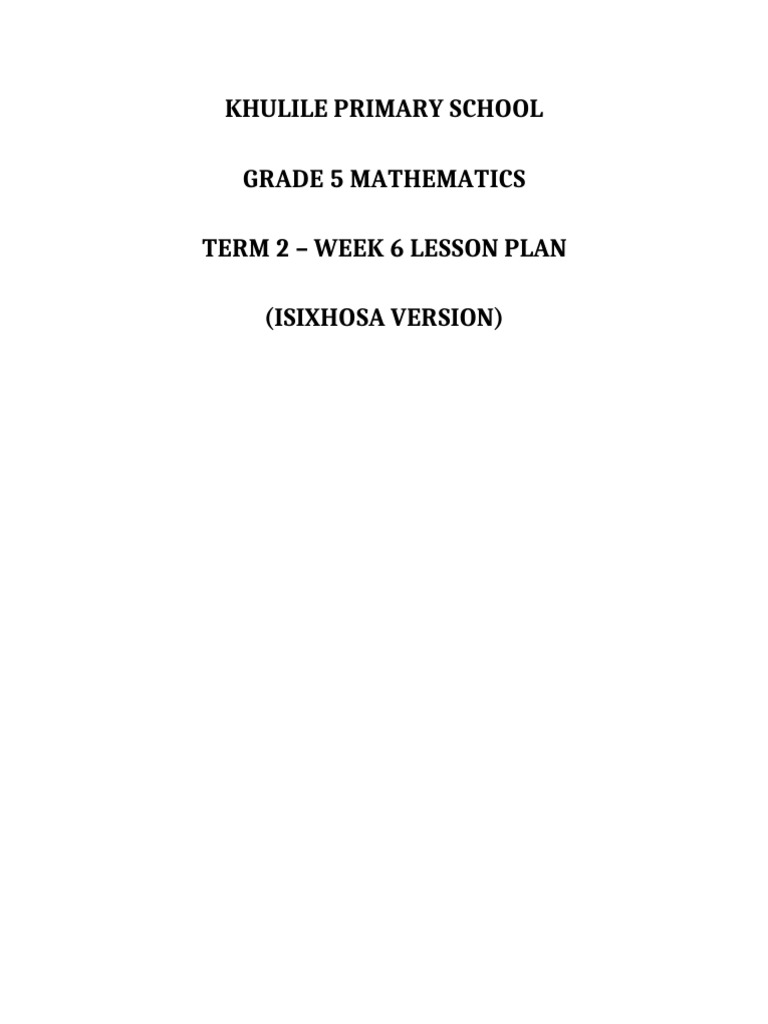 Week 6 Detailed Maths Plan | PDF