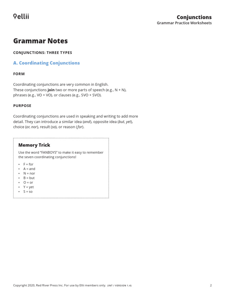 Conjunctions Notes | PDF