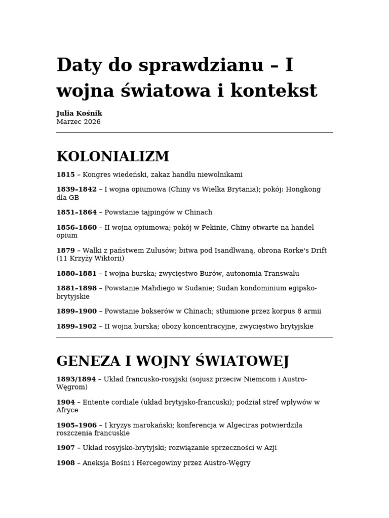 Daty Sprawdzian Historia | PDF