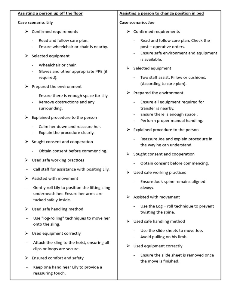 CHCCS002 Prepared to assist a person with movement report | PDF ...