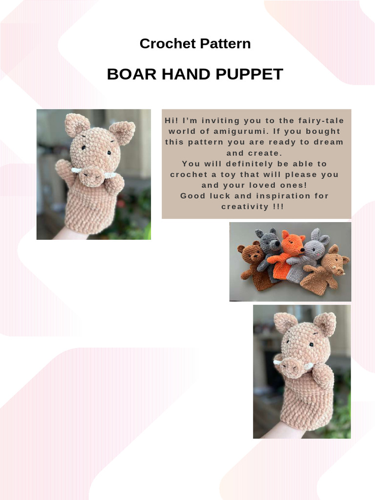 Boar Hand Puppet | PDF | Crochet | Yarn