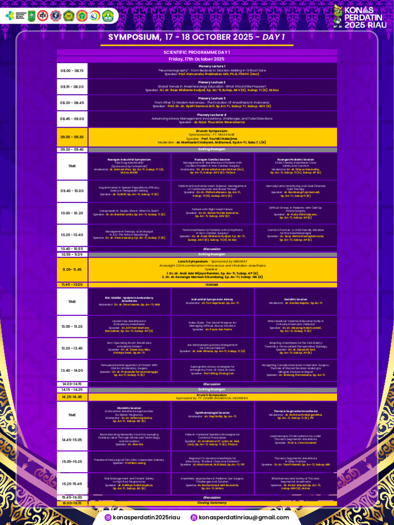 SYMPOSIUM KONAS PERDATIN 2025 RIAU | PDF | Anesthesia | Medical Specialties
