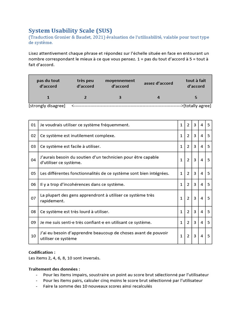 SUS_French_2021 | PDF | Conception | Qualité