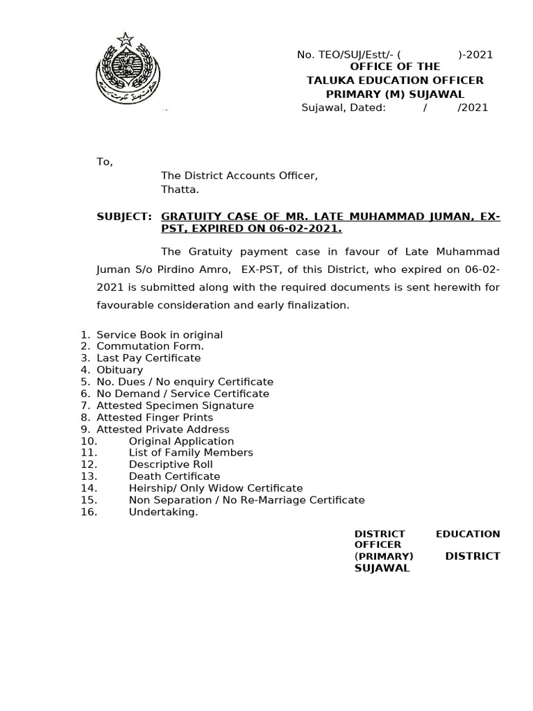 Late Muhammad Juman GP Final | PDF | Pension