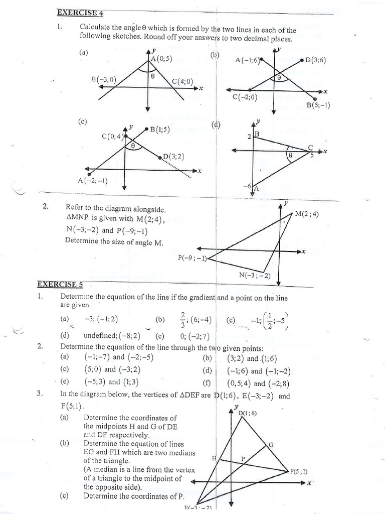 Gr11 Analytical Geometry Exercises | PDF