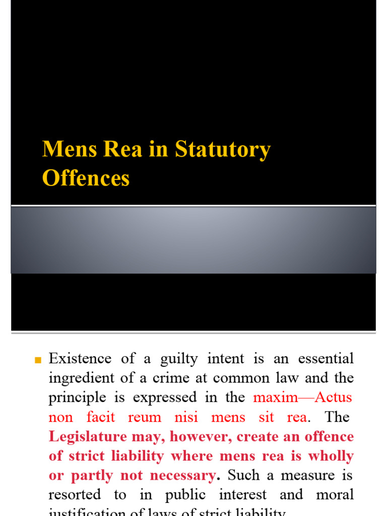 27. Mens Rea in Statutory Offences.pdf | PDF | Mens Rea | Crimes