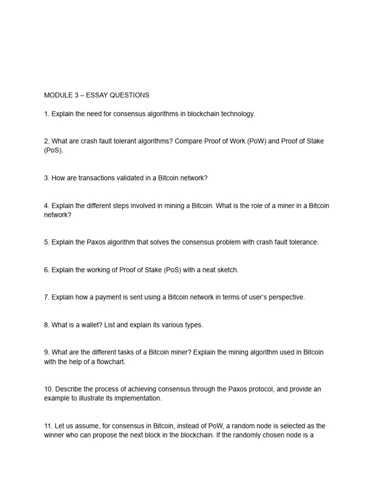 Blockchain module 3 and 4 questions | PDF | Bitcoin | Computing