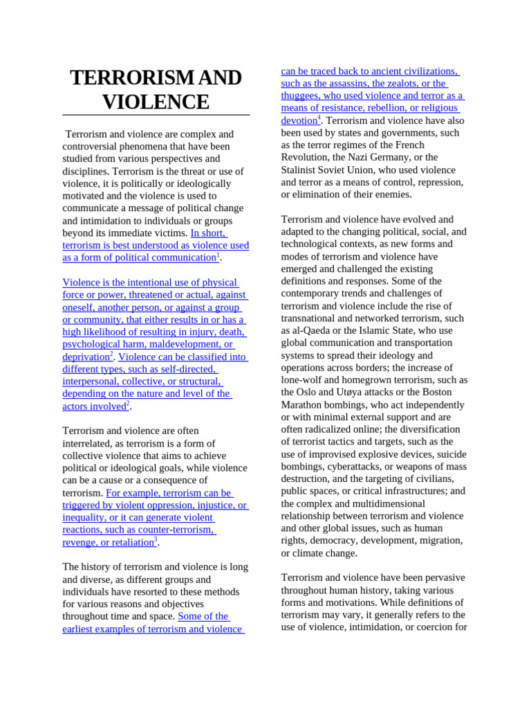 3rd Paper,Terrorism and Violence | PDF | Violence | Nationalism